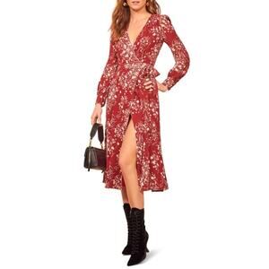 REFORMATION Susanna Midi Wrap Dress Bryce Floral Print Sustainable XS NWT $248